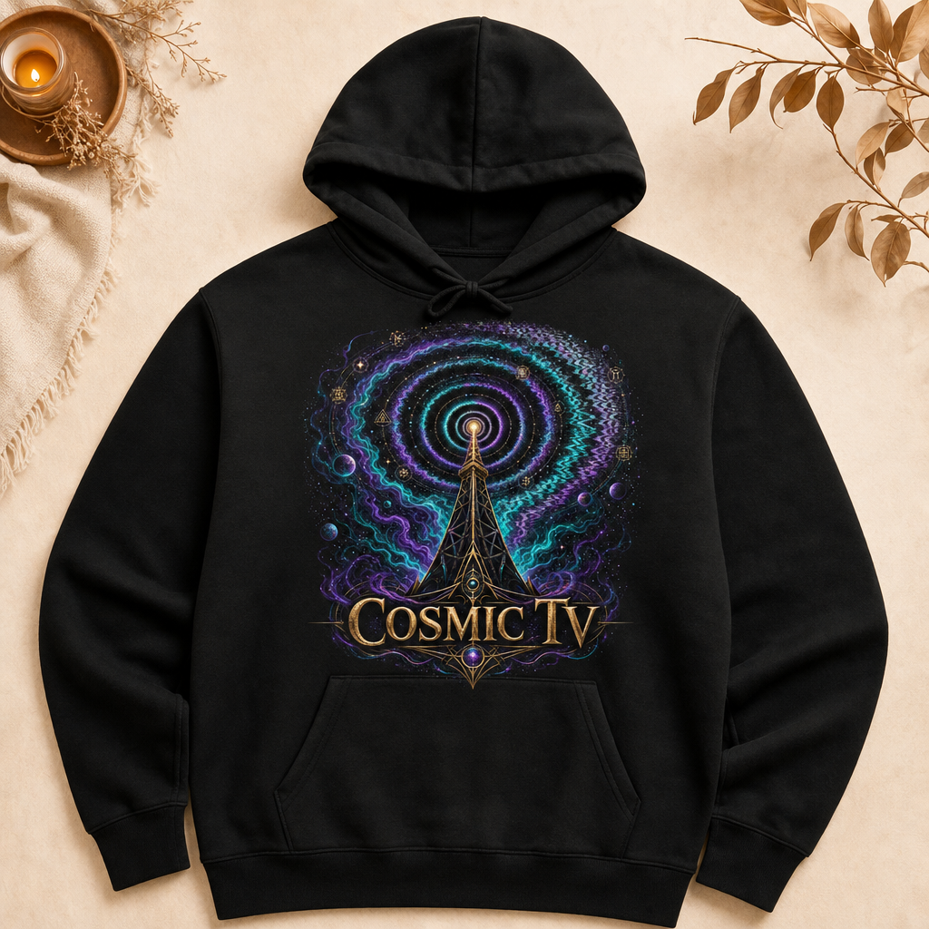 Cosmic TV — diegetic merch product shot